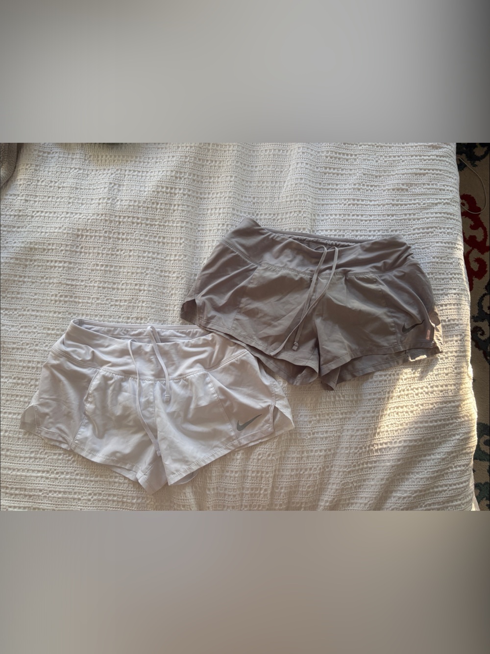 Nike Kids Athletic Shorts Set - White and Taupe